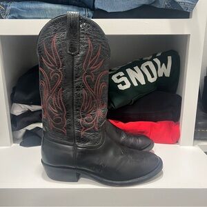 Anderson Bean Black Leather Round Toe Cowboy Boots USA Made Mens Size 9EE